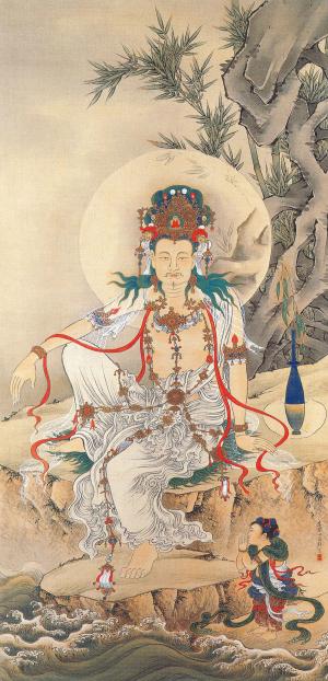 絹本著色 白衣観音図（田崎草雲筆）（けんぽんちゃくしょく びゃくえ