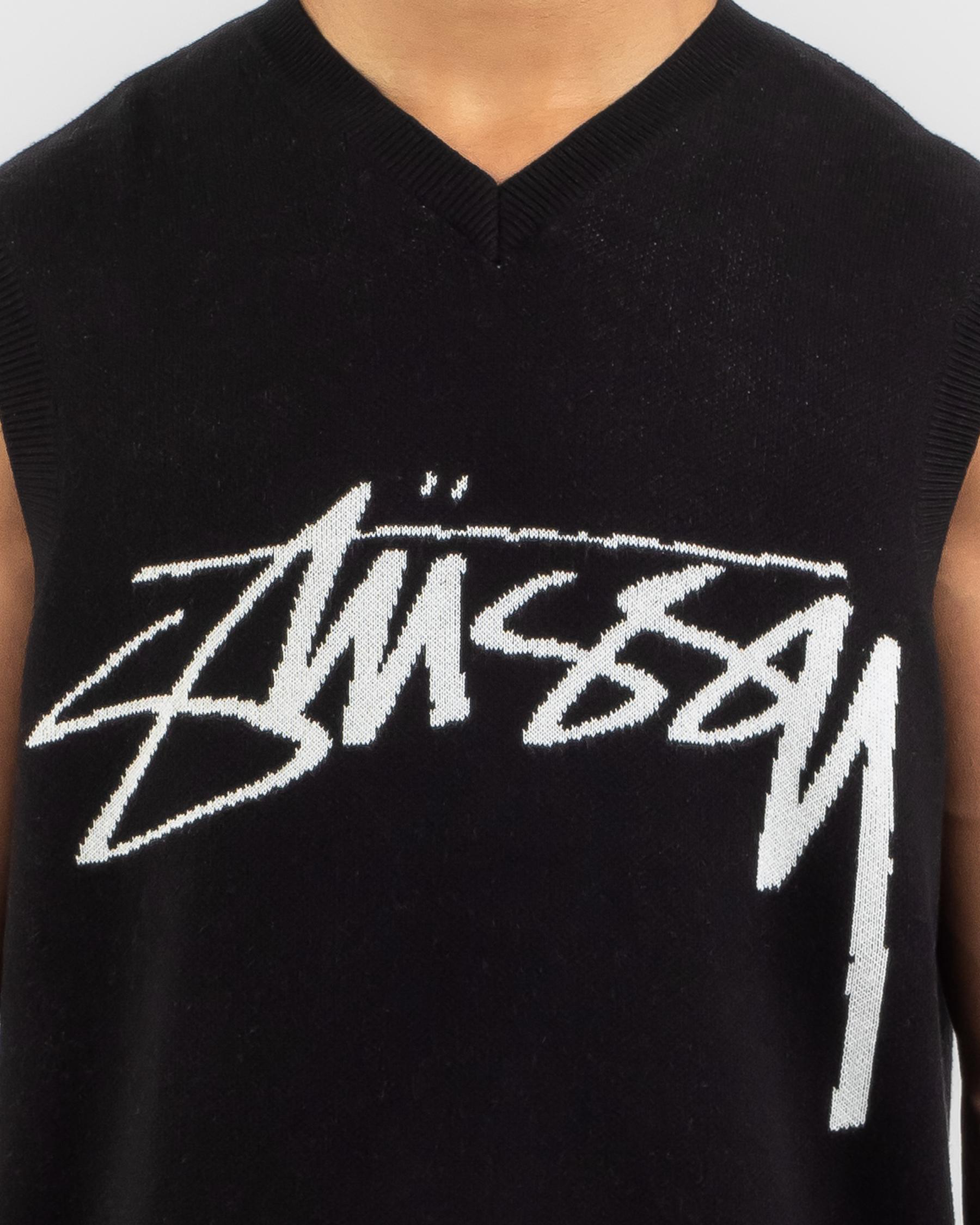 Shop Stussy Smooth Stock Knitted Vest In Black - Fast Shipping