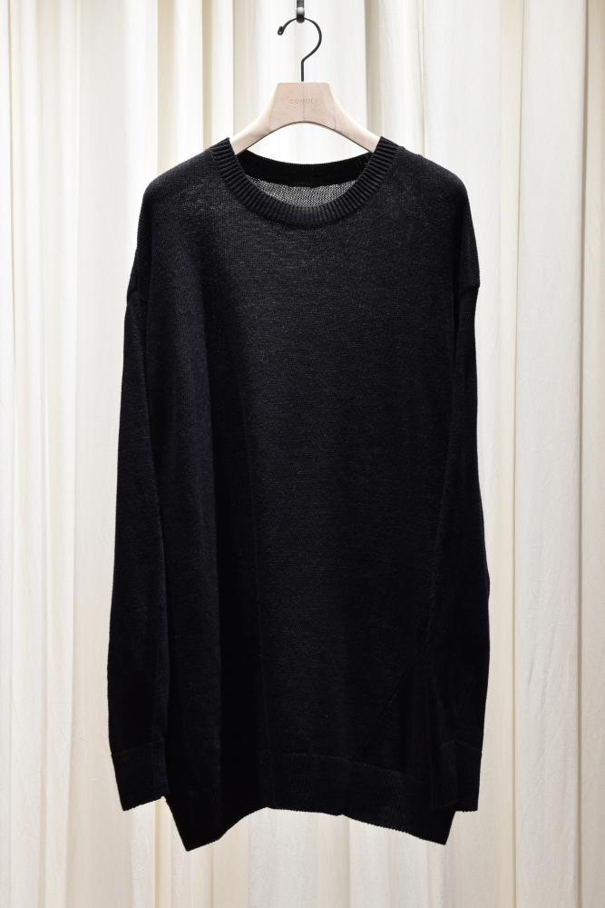COMOLI (コモリ) 7G クルーネックニット [BLACK]