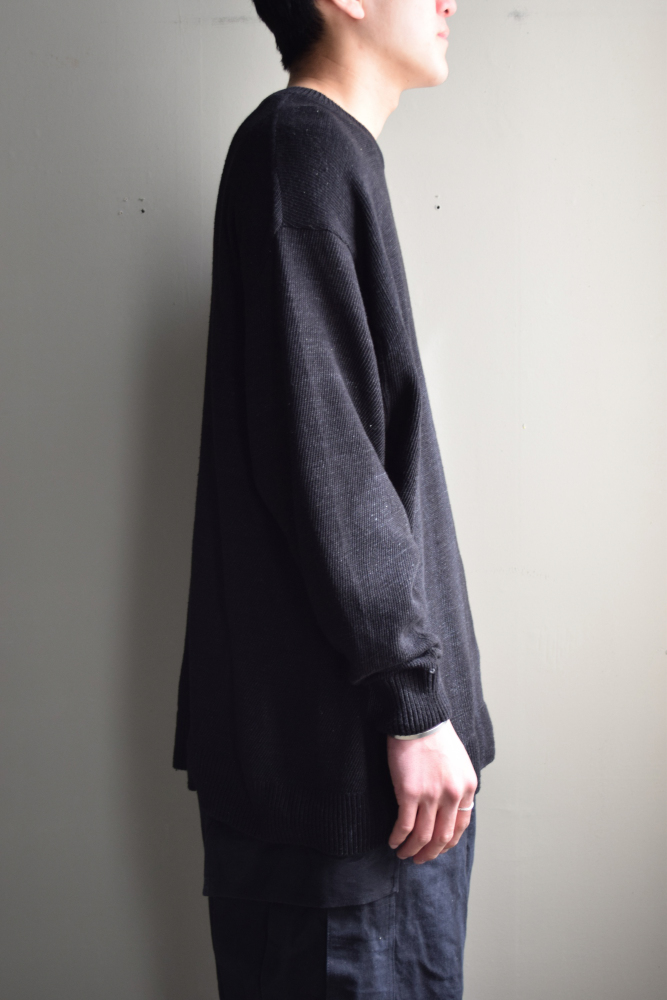 COMOLI (コモリ) 7G クルーネックニット [BLACK]