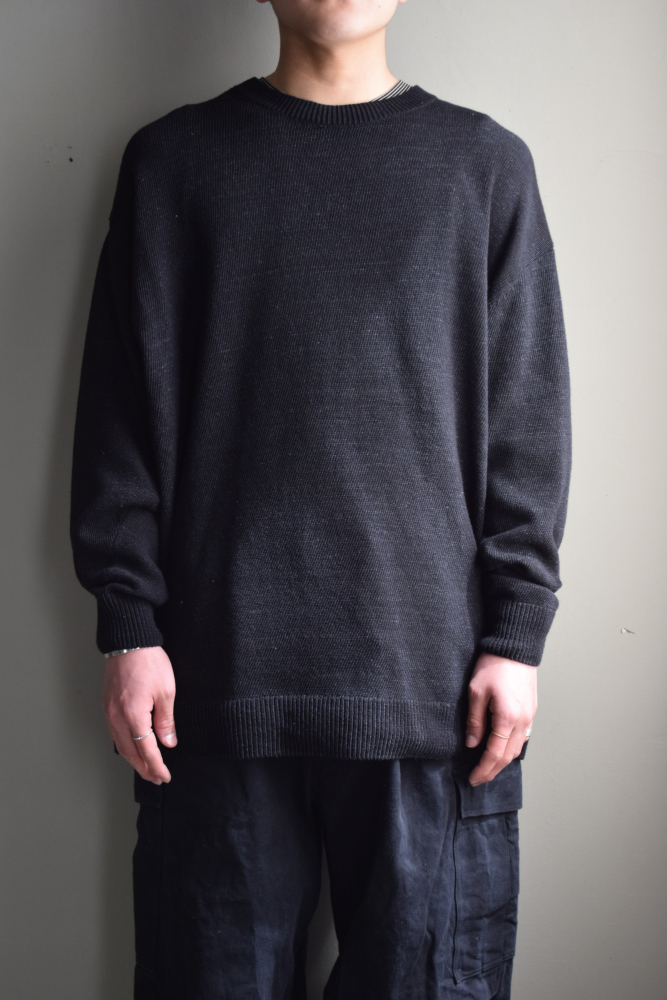 COMOLI (コモリ) 7G クルーネックニット [BLACK]