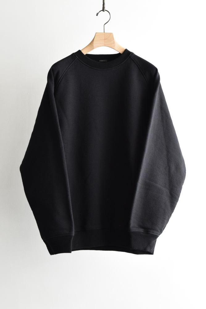 COMOLI (コモリ) コットン裏毛 クルーネック [BLACK]
