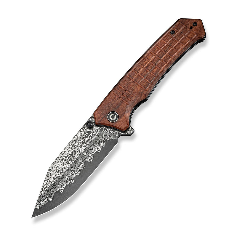 CIVIVI Tacticorix Flipper & Thumb Stud Knife Wood Handle Damascus