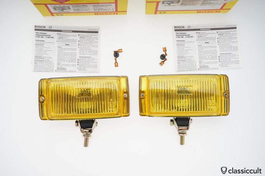 Bosch Pilot 150 amber lens Fog Lamps 1987 NOS