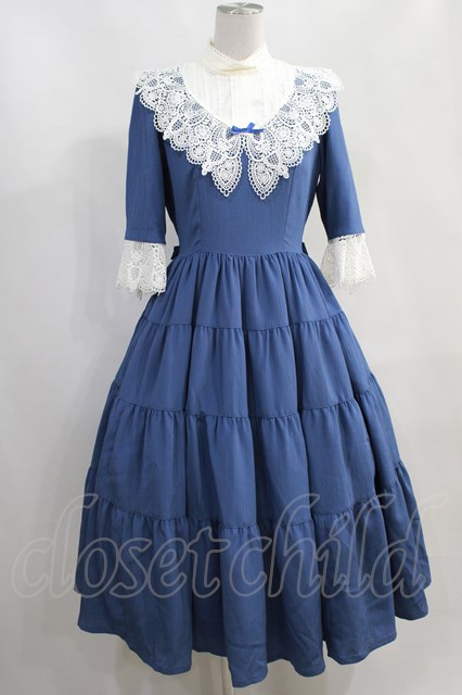 Innocent World / 野に咲く薔薇のワンピース M ブルー×生成/Blue×Beige