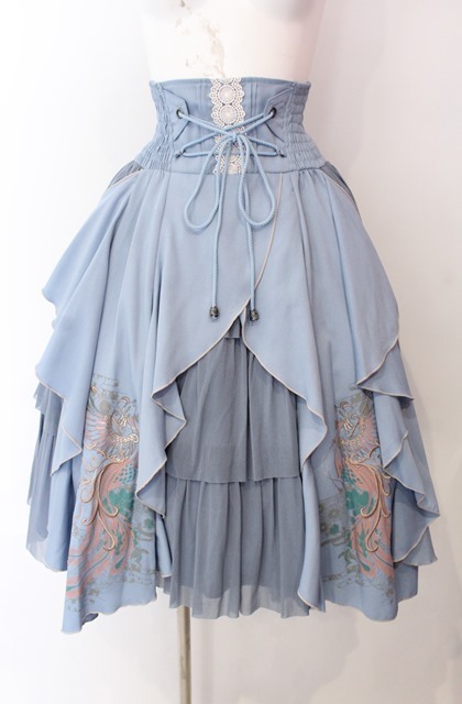 Ozz oneste / 鳳凰イレギュラーフリルスカート サックス O-25-08-11