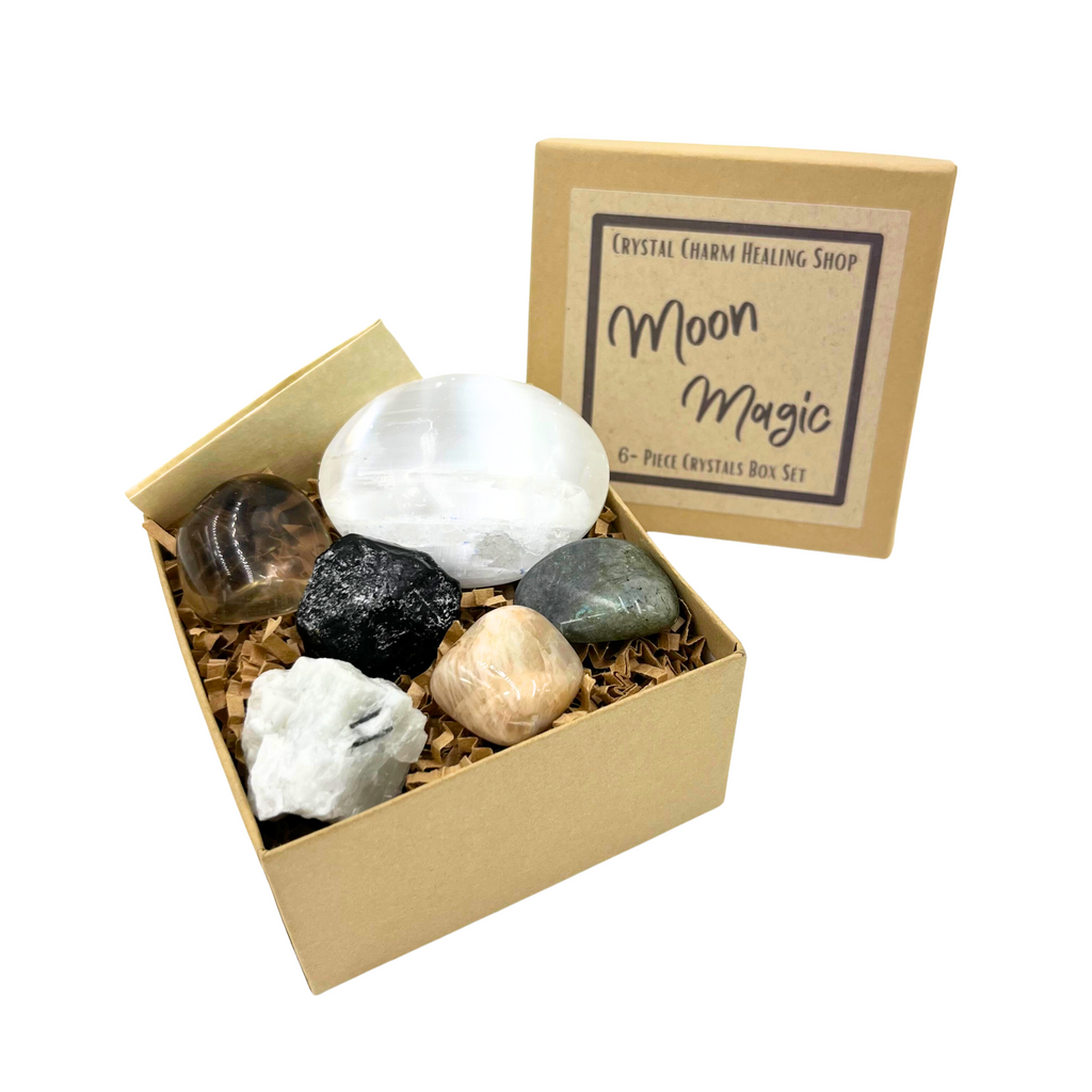Moon Magic 6-Crystals | Healing Stones Gift Set for Intuition