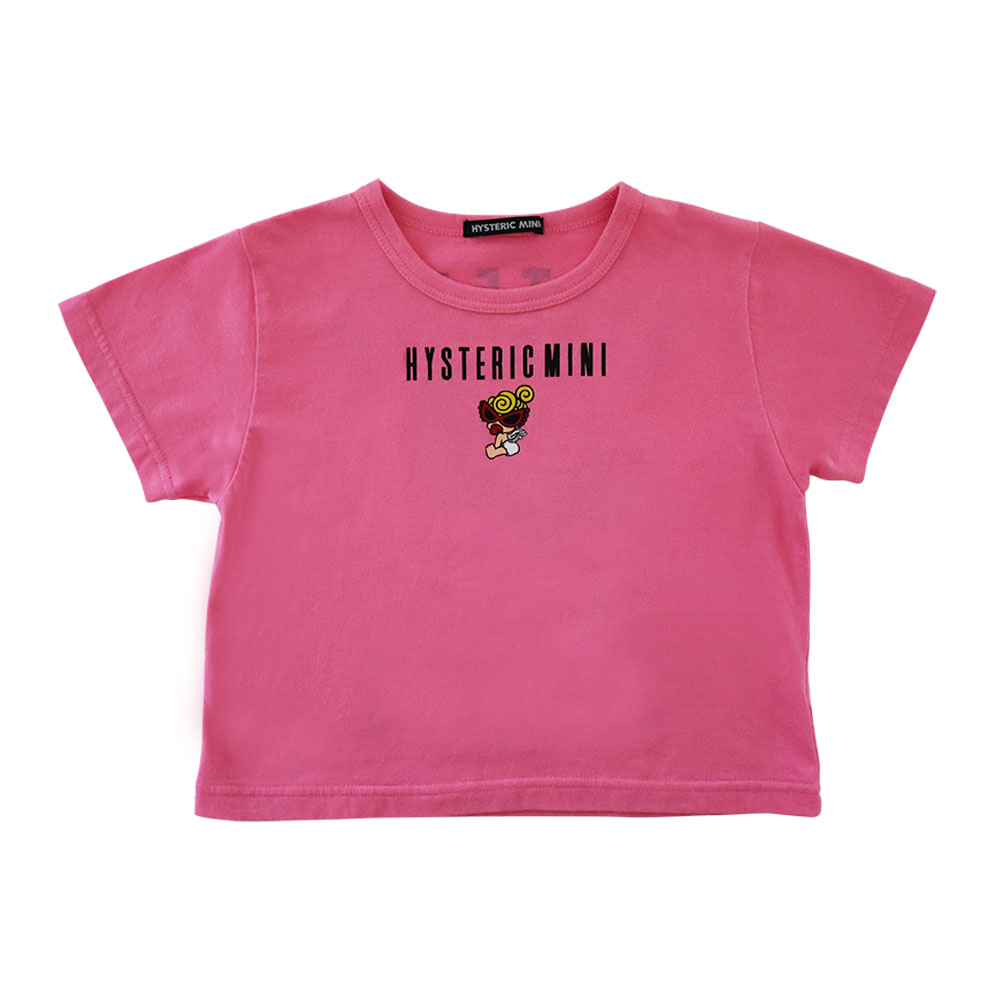 Hystericmini ANGEL MINI ショート丈 半袖Tシャツ 25；ピンク 15141143