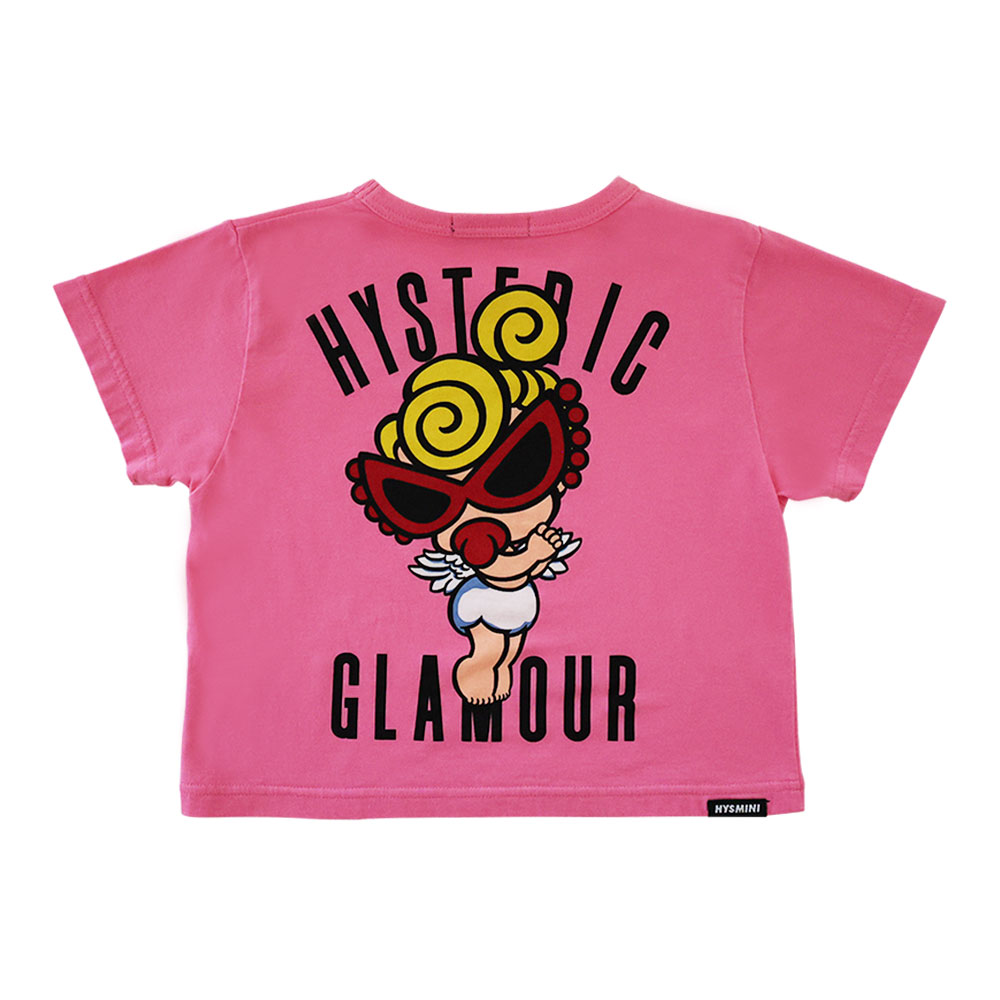 Hystericmini ANGEL MINI ショート丈 半袖Tシャツ 25；ピンク 15141143