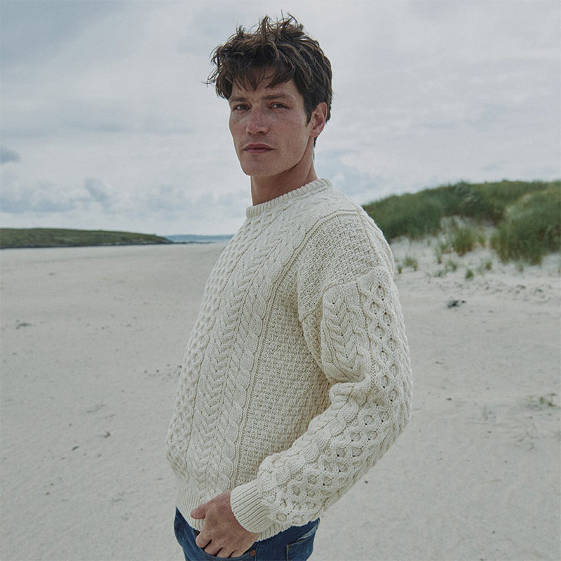 Classic Aran Merino Wool Crew Neck Sweater | 100% Merino wool