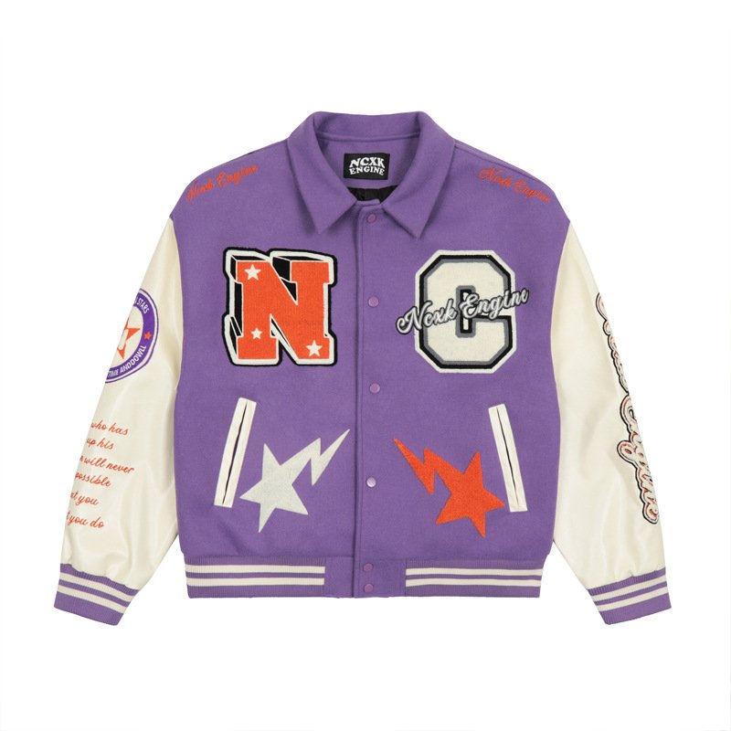 NCXK logo embroidered letter stitching baseball uniform jacket