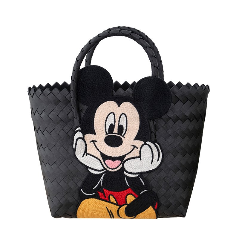 Mickey Mouse Black Braided intrecciato mesh Tote Bag basket picnic