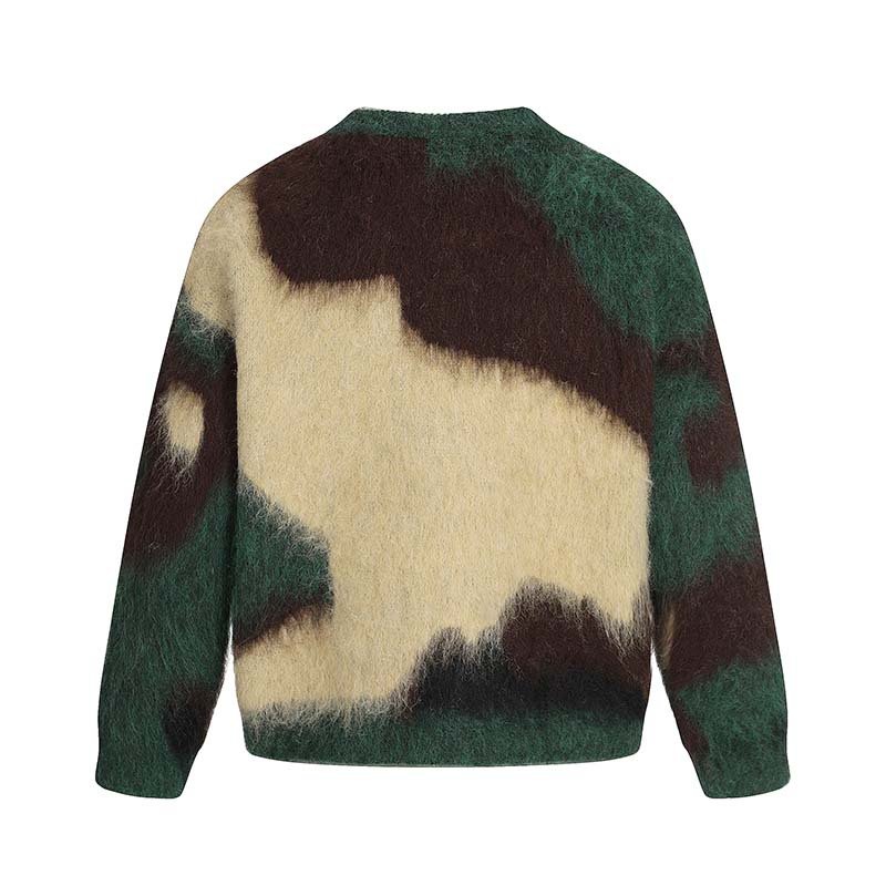 Unisex Mens ART Mohair Brushed Camo Sweater アート カモフラージュ