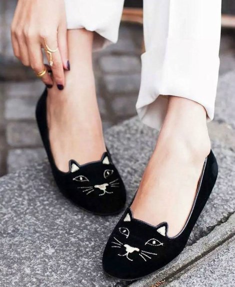 Cat flat loafers pumps shoes レディースキャット猫フラットパンプス