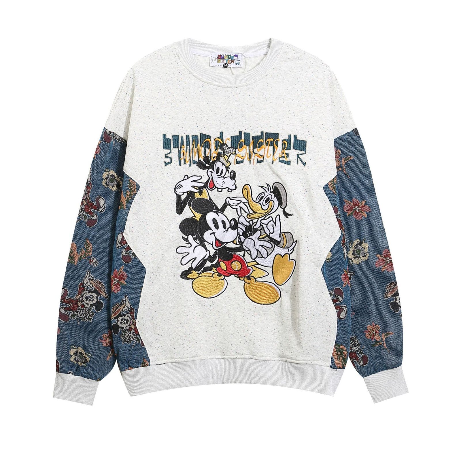 Vintage Disney Mickey Mouse Flower Print Long sleeve Sweatshirt