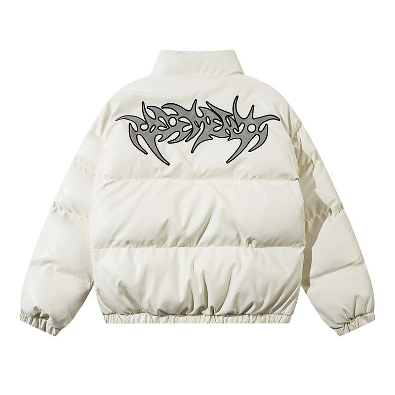Street Embroidered Leather Down Jacket ユニセックス 男女兼用