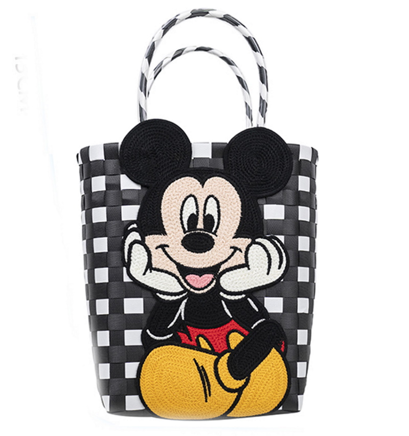 Mickey Mouse Damier Checkered Tote Bagbasket picnic shopping bag