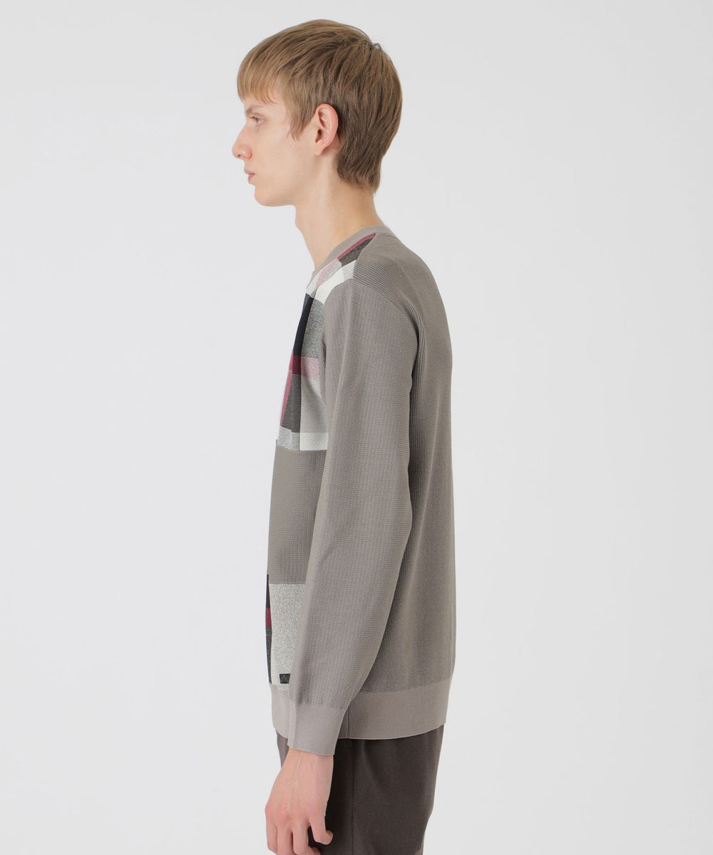 パッチワーククレストブリッジチェックニット（ニットウェア）｜BLACK