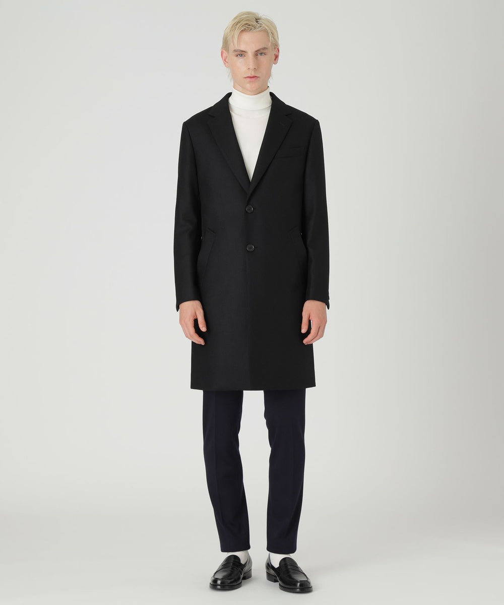 ウーステッドメルトンチェスターフィールドコート（コート）｜BLACK
