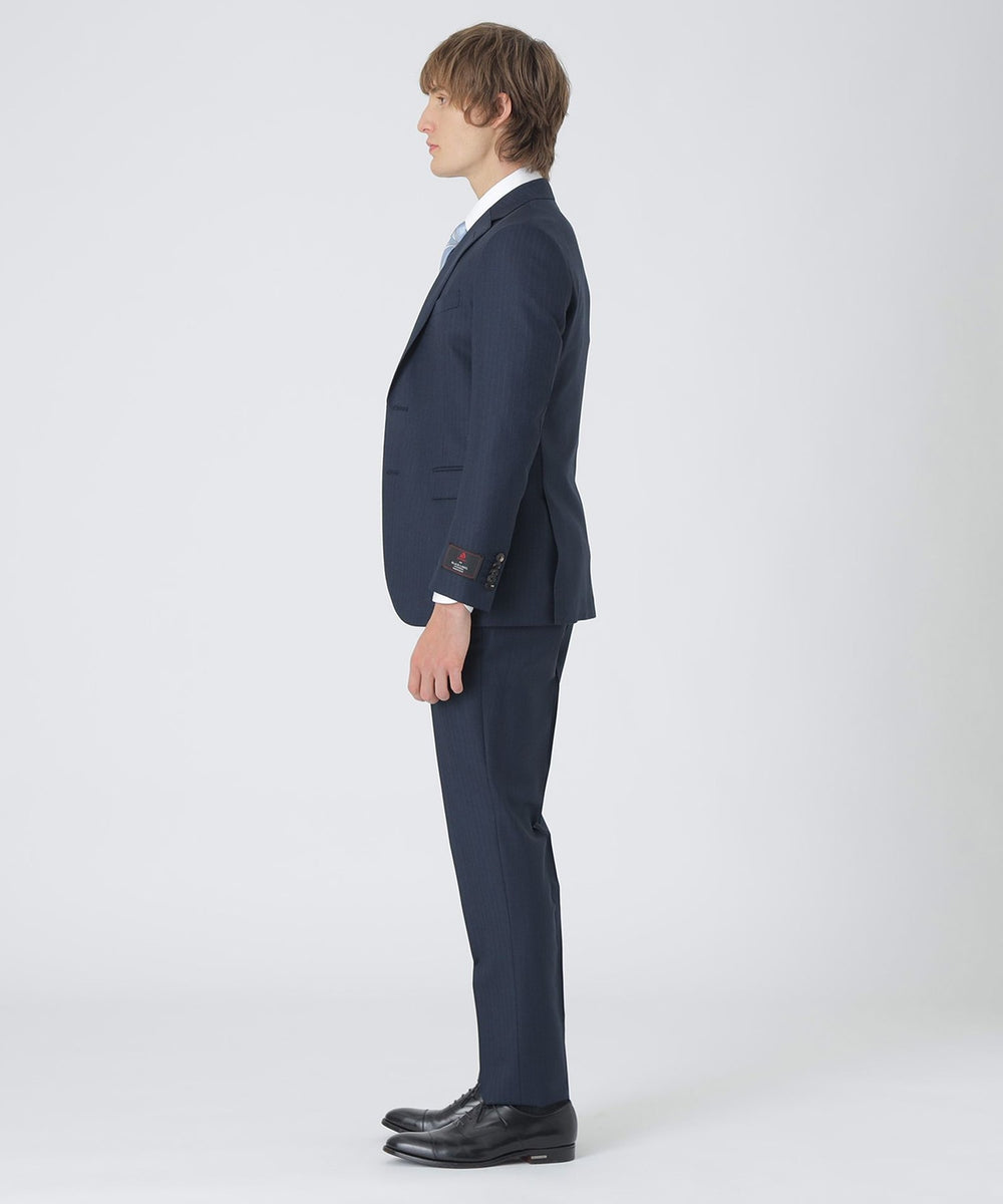 MIYUKIプルシャンブルーTOPシャドーストライプスリーピーススーツ