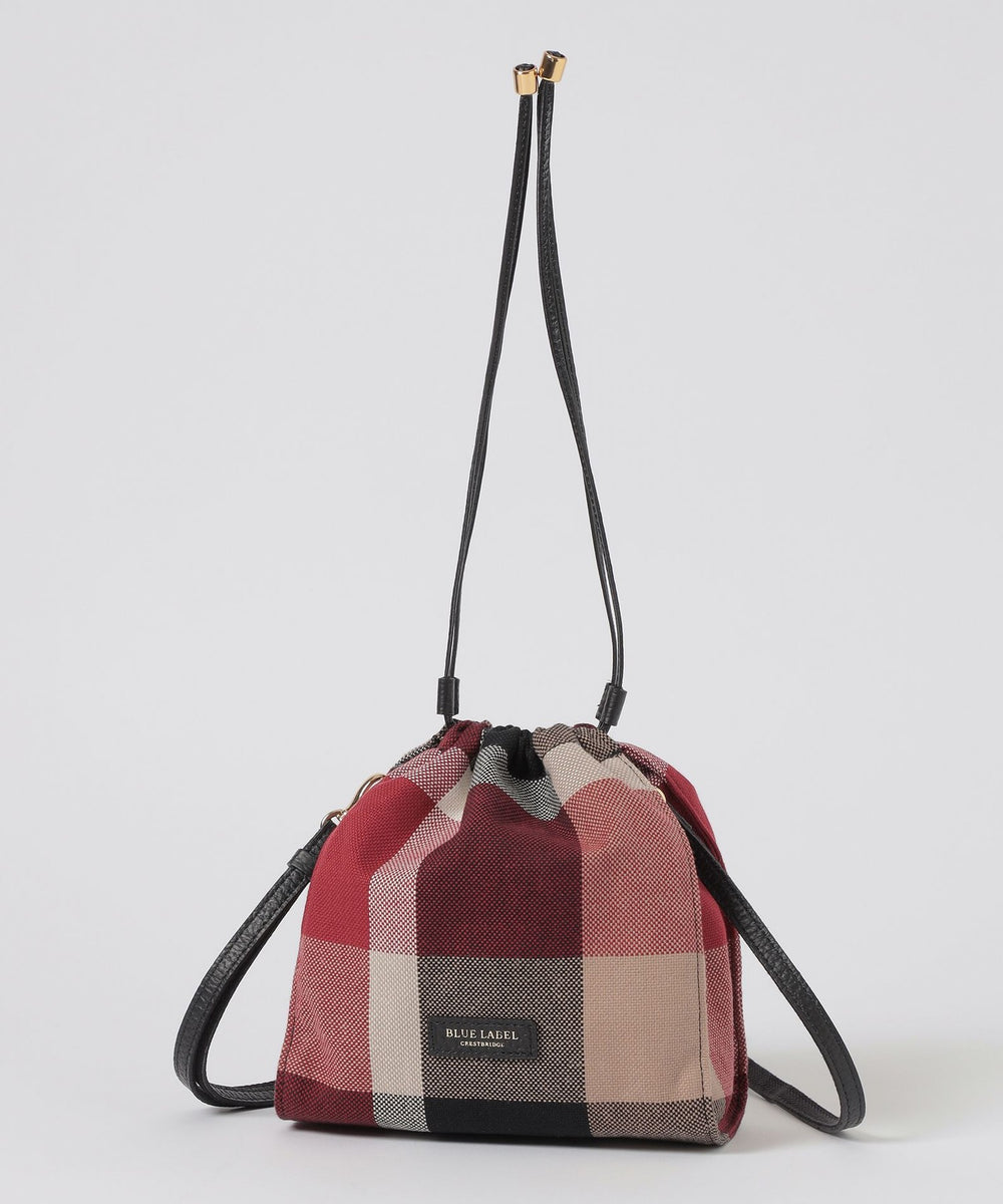 クレストブリッジチェックキャンバス巾着ショルダー（バッグ）｜BLUE