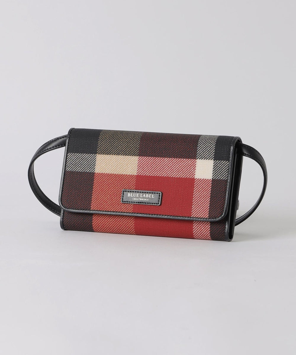 クレストブリッジチェックPVCウォレットショルダー（バッグ）｜BLUE