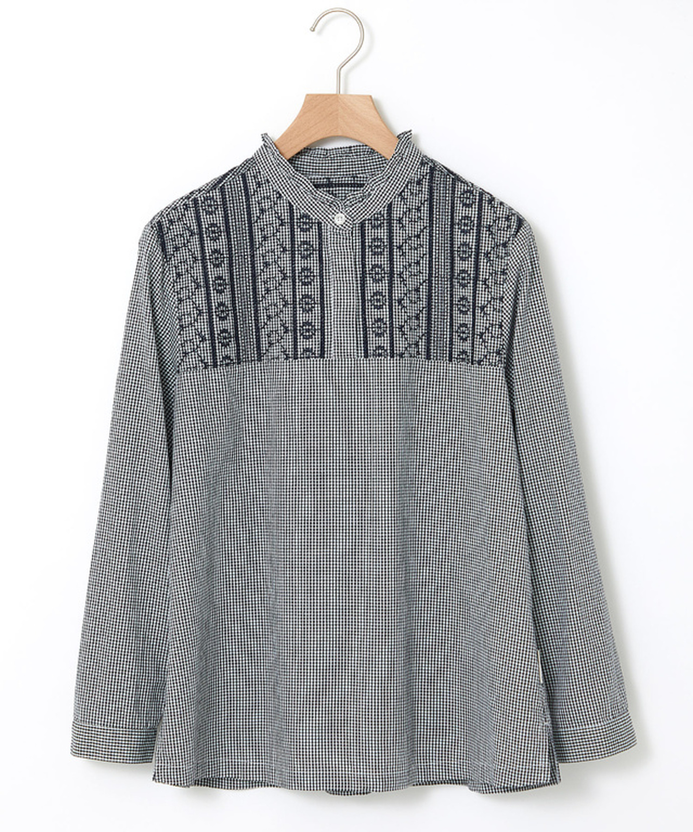 レディース レース刺繡 ギンガムチェック ブラウス通販 [0101-51105