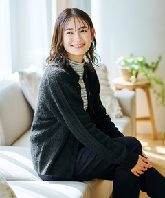 レディース ウールブレンド ケーブル ニットカーディガン【手洗いOK