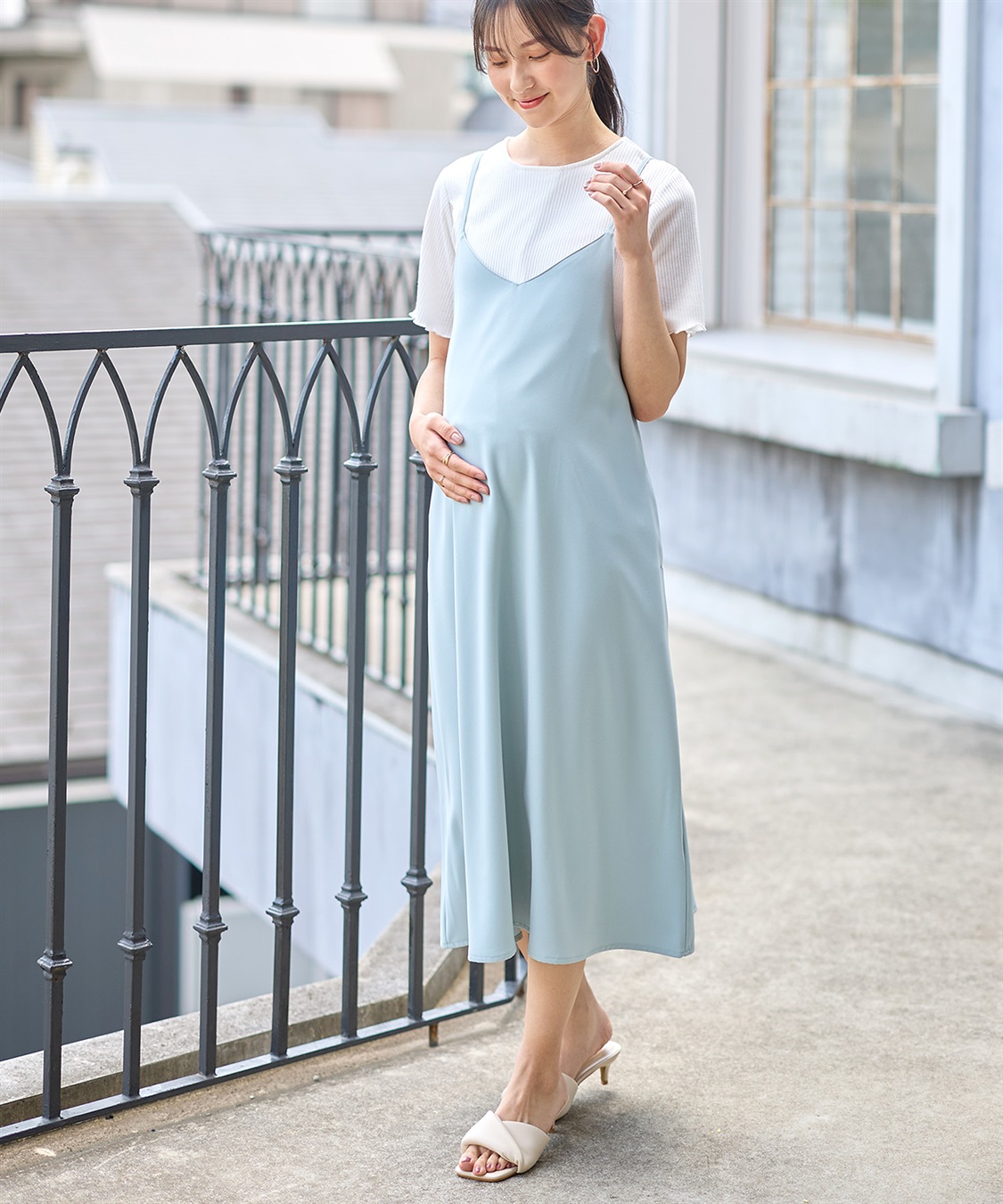 セット】サテンキャミワンピース×テレコメロウカットソー Rosemadame