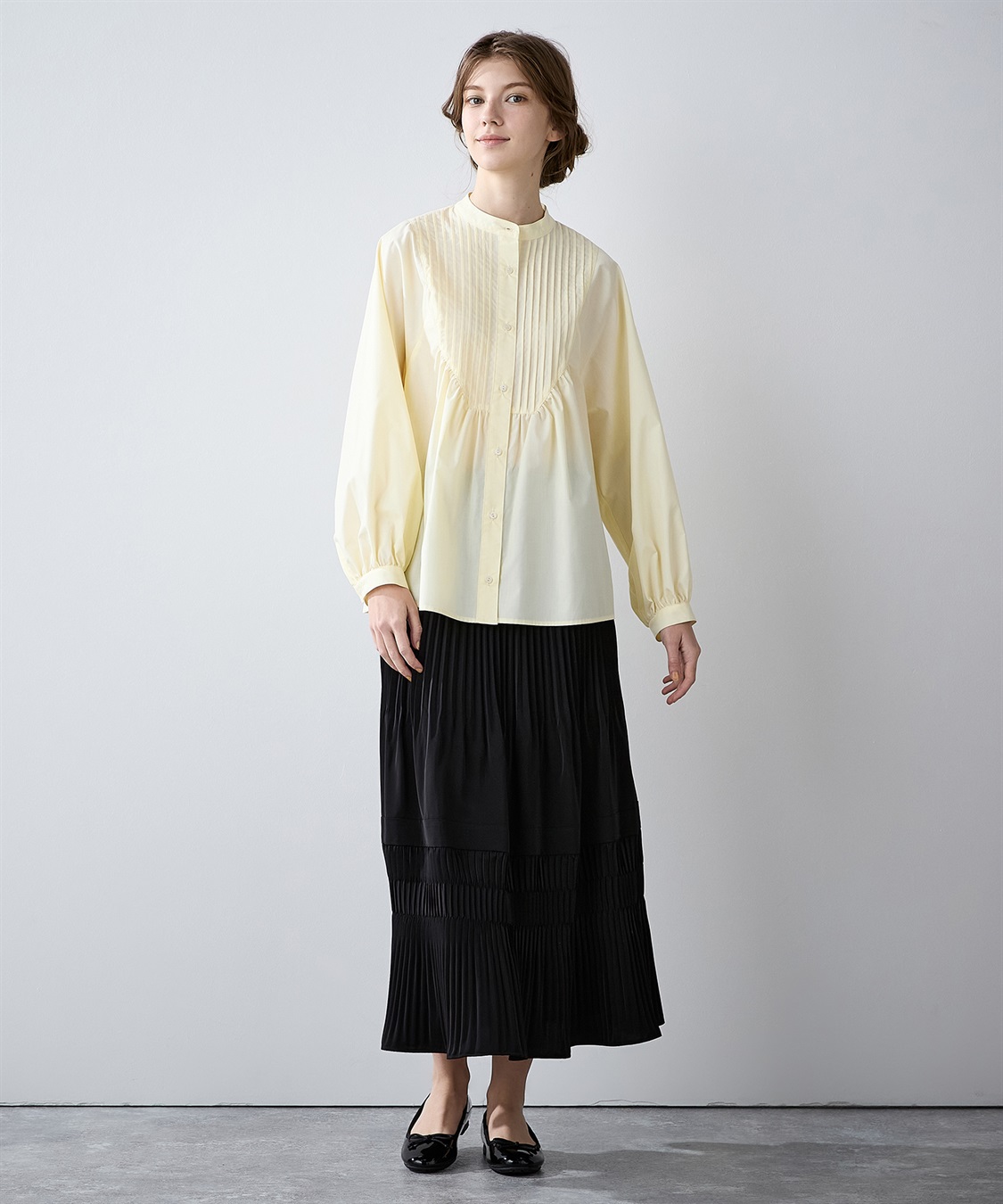 スタンドネック ピンタックブラウス LE SOUK HOLIDAY｜クロスプラス