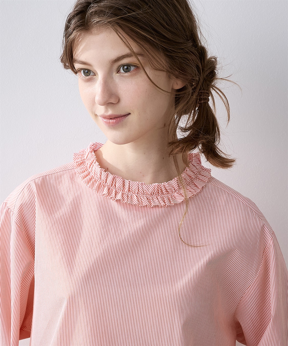 SÉZANE ブラウス 36サイズ サーモンピンク SÉZANE シルク フリル襟