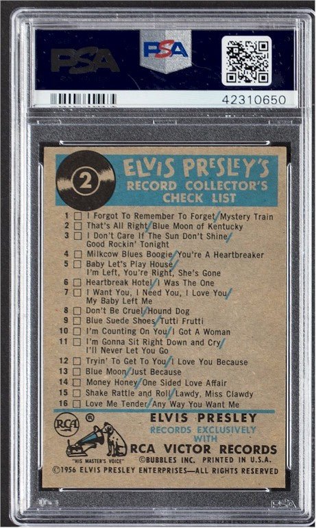Elvis Presley Topps Checklist Card 1956 PSA 7 NM – CVTreasures