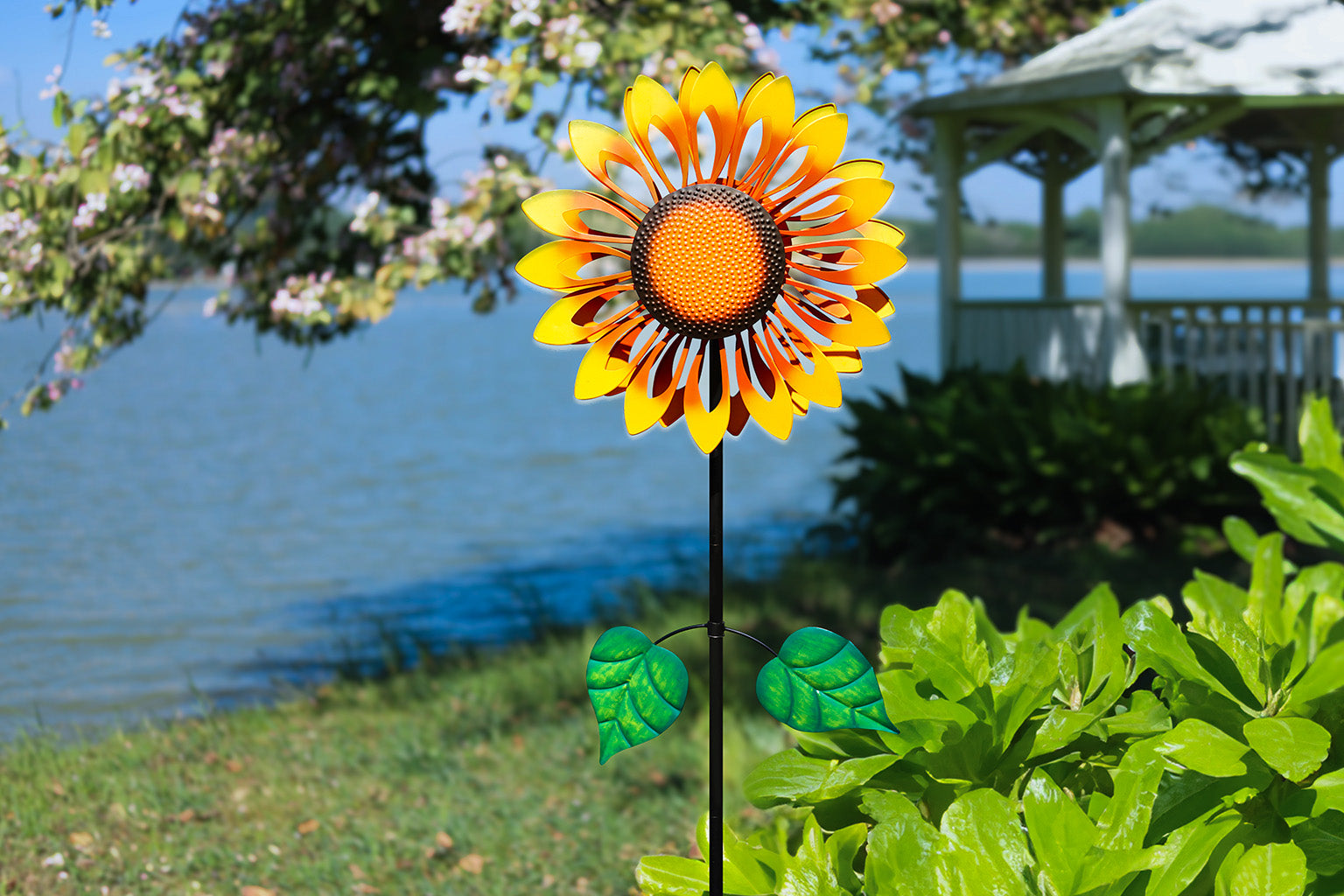Sunny Sunflower Wind Spinner – Cyan Oasis