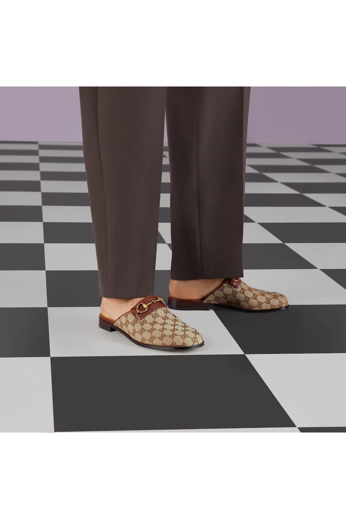 Gucci 719749 FAA0U 9768 Beige & Ebony Fabric / Calf-Skin Leather