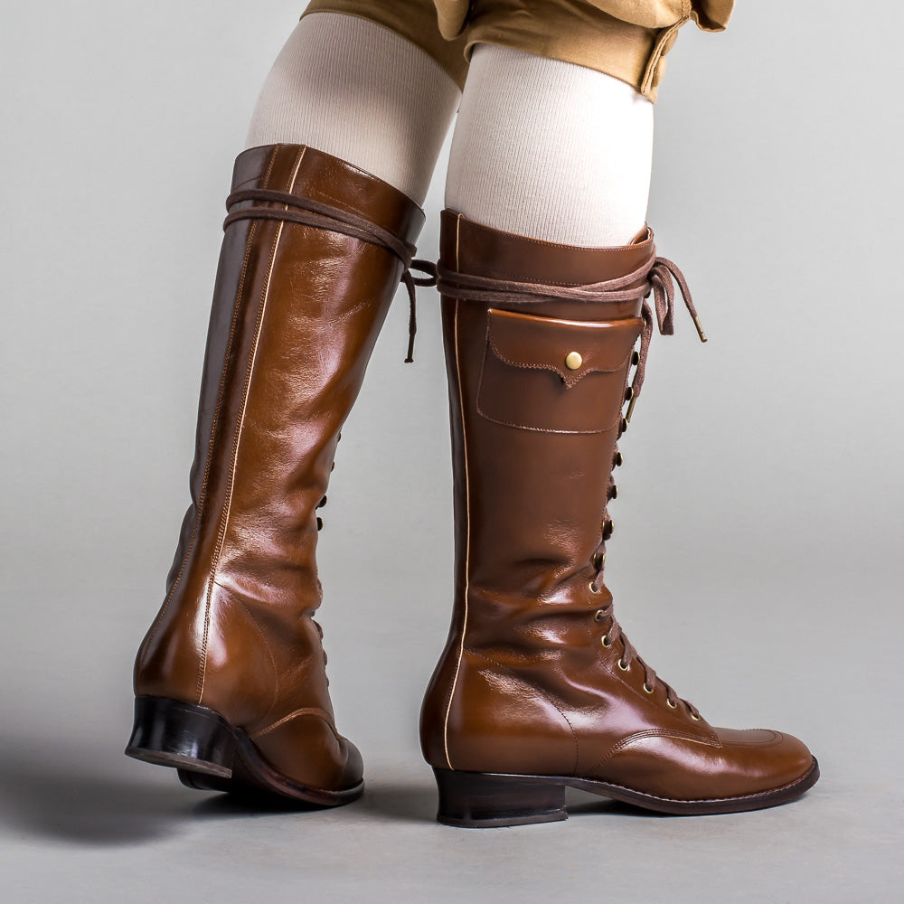Bessie Vintage Aviator Boots (Brown) – American Duchess