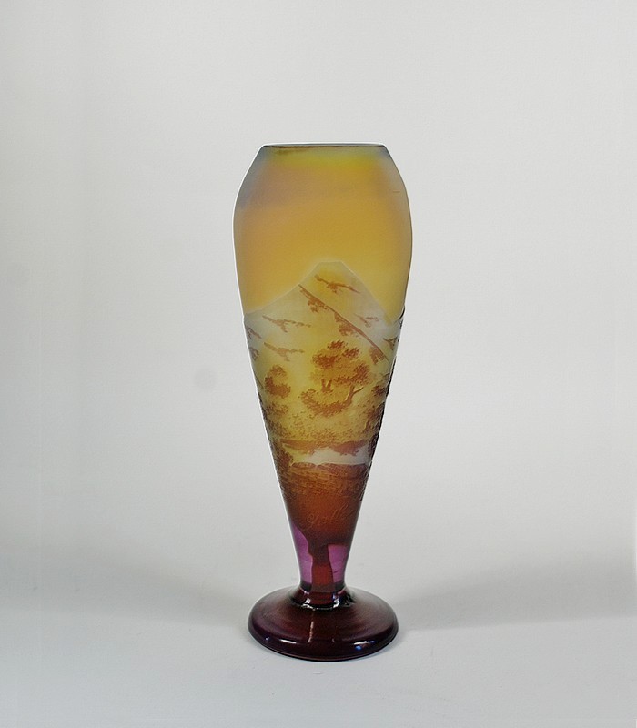 GALLE】ガレ 富嶽文花瓶 - アンティック 姉妹社