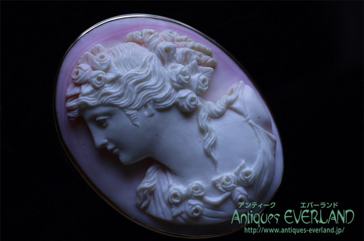 アフロディーテ ピンク シェル カメオ ブローチ ペンダント