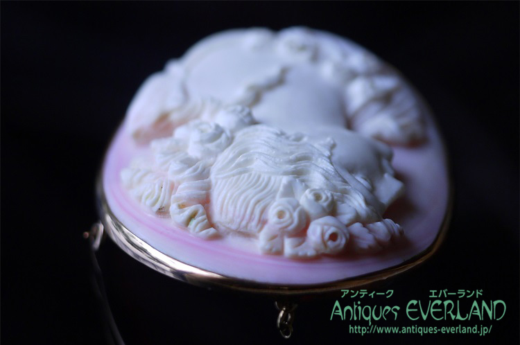 アフロディーテ ピンク シェル カメオ ブローチ ペンダント