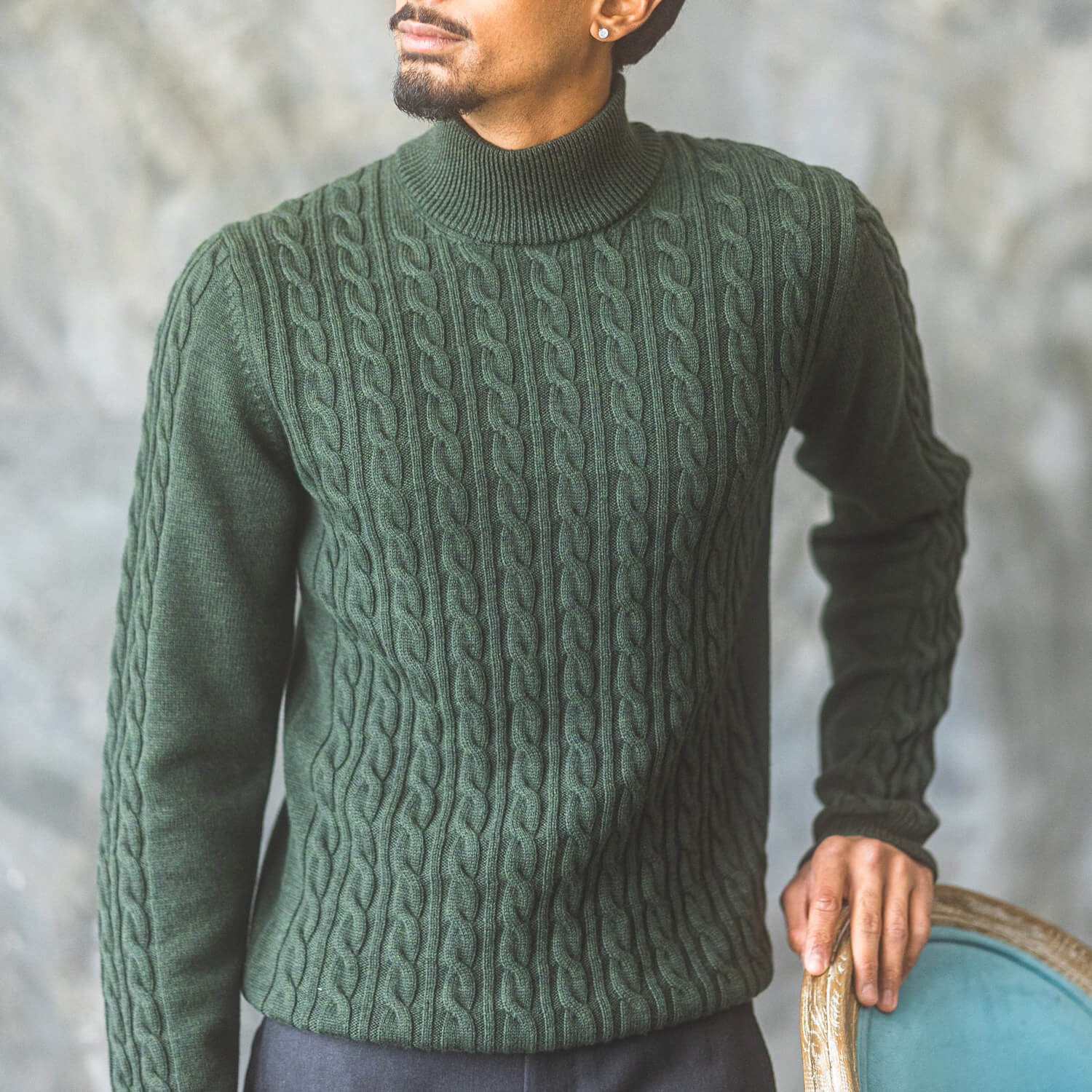 Green Cable Knit Merino Sweater – Anatoly & Sons
