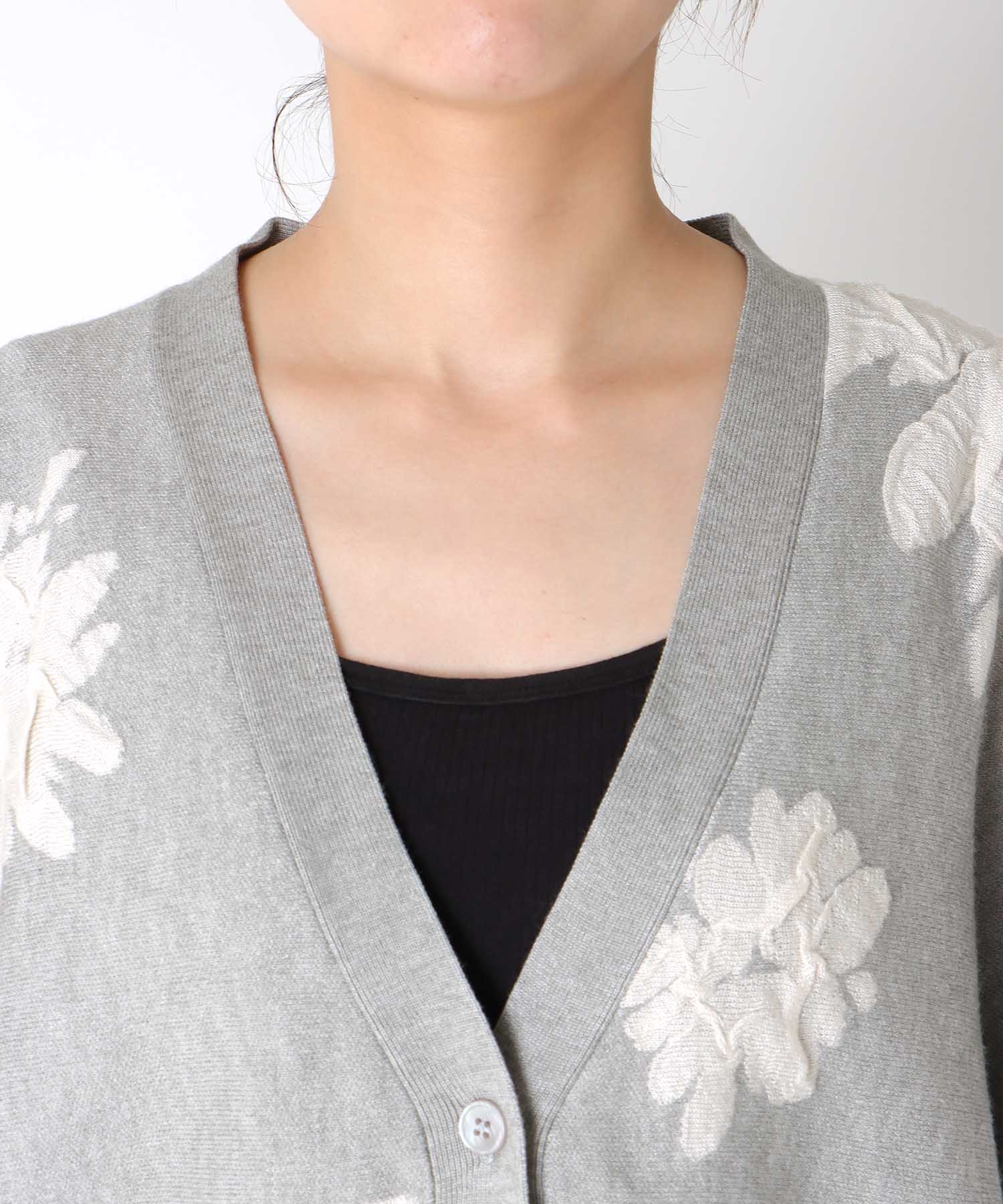 フラワージャガードドルマンカーディガン | AND ON JIONE STORE