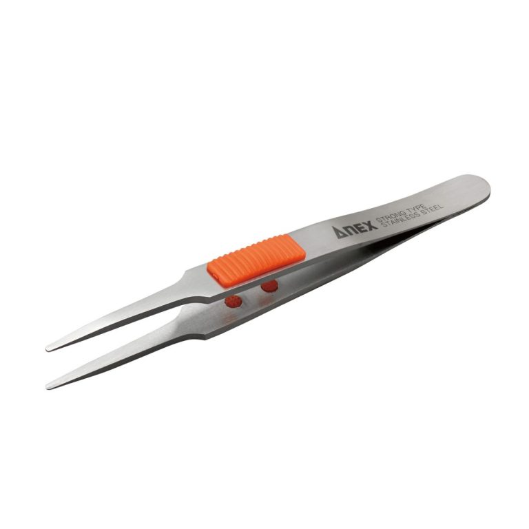 ラバーグリップ付 ステンレスピンセット 先丸型120mm （SUS410