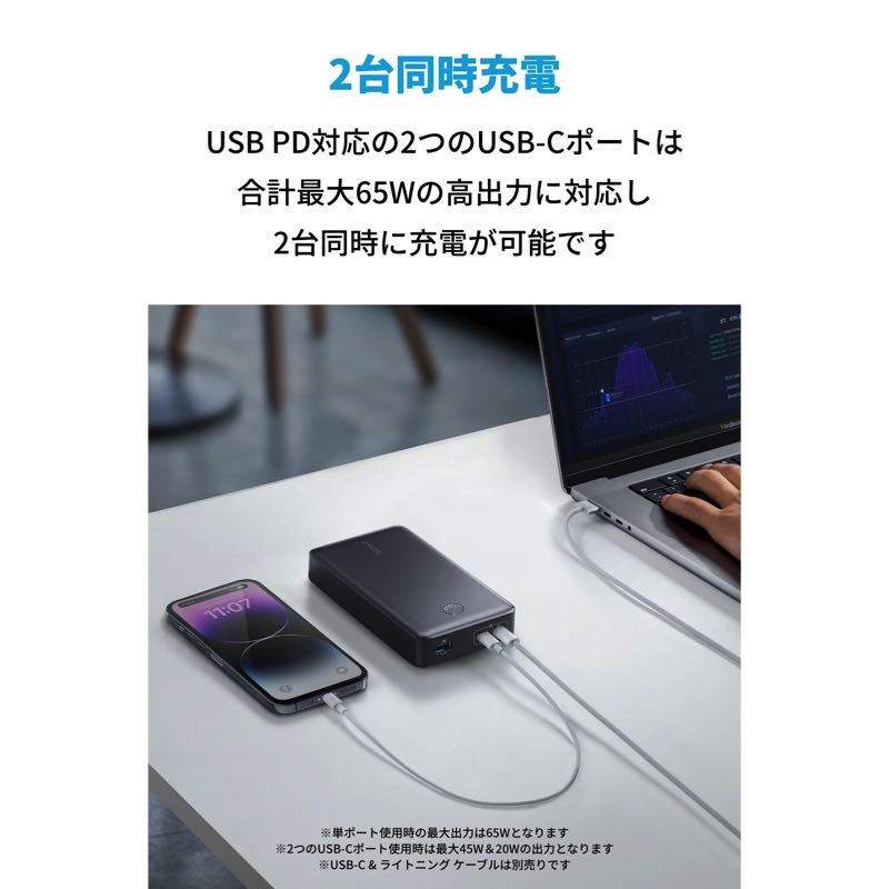 Anker 537 Power Bank (PowerCore 24000, 65W) | モバイルバッテリー