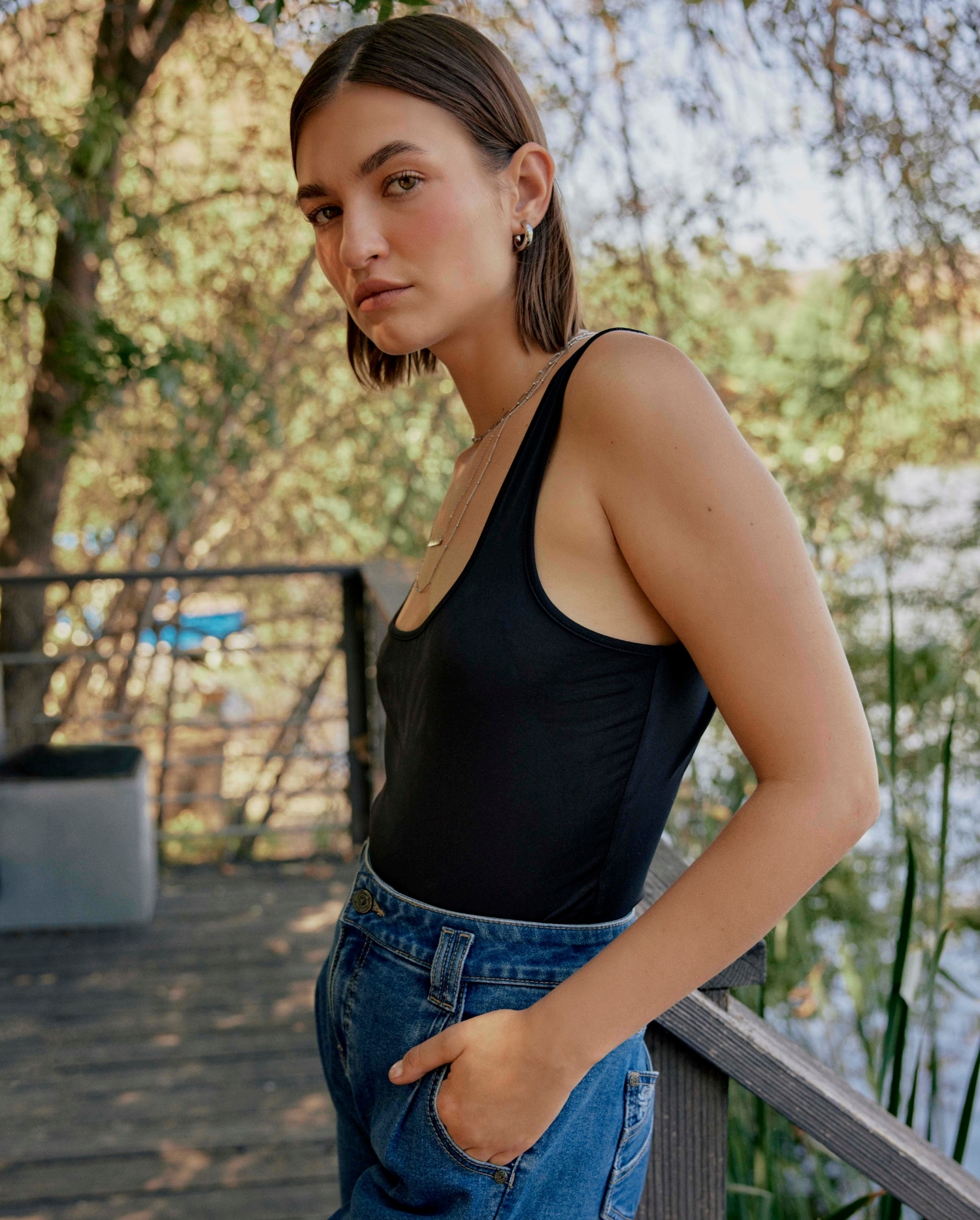 LADY Black Camisole Top With Straps | ANNE FONTAINE