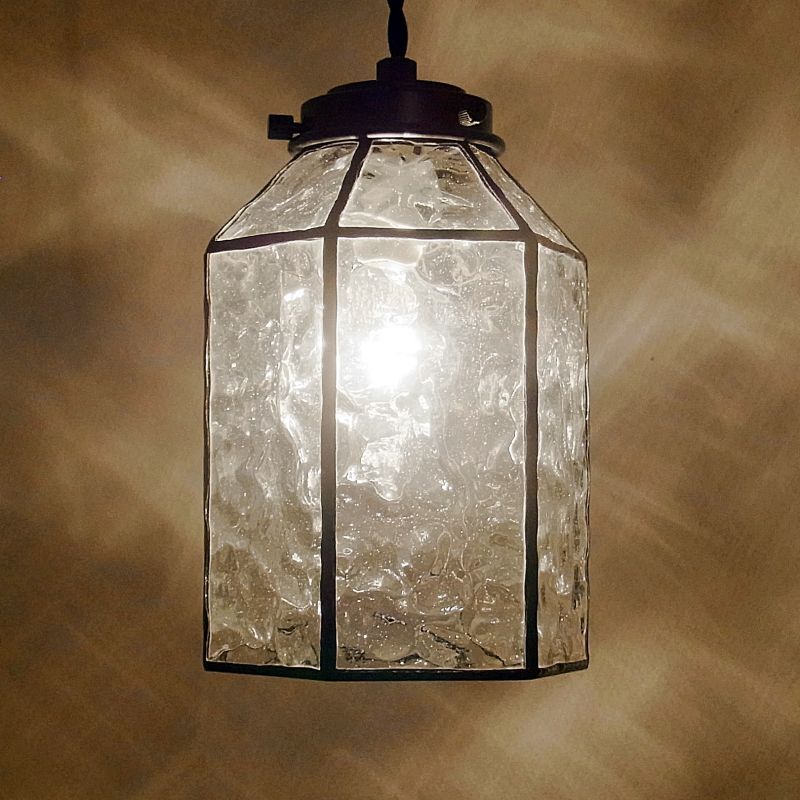 ステンドグラス ペンダントライト 六角Aクリア アトリエ Ansan