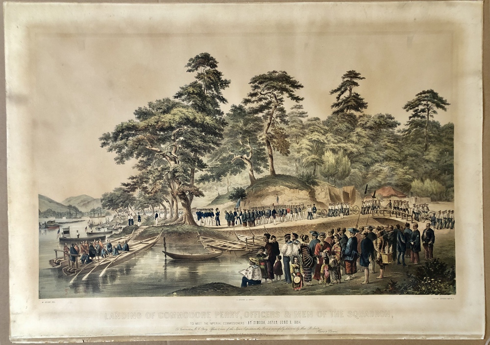 1854年6月8日、ペリー提督と艦隊士官が（日本）帝国委員との面会のため