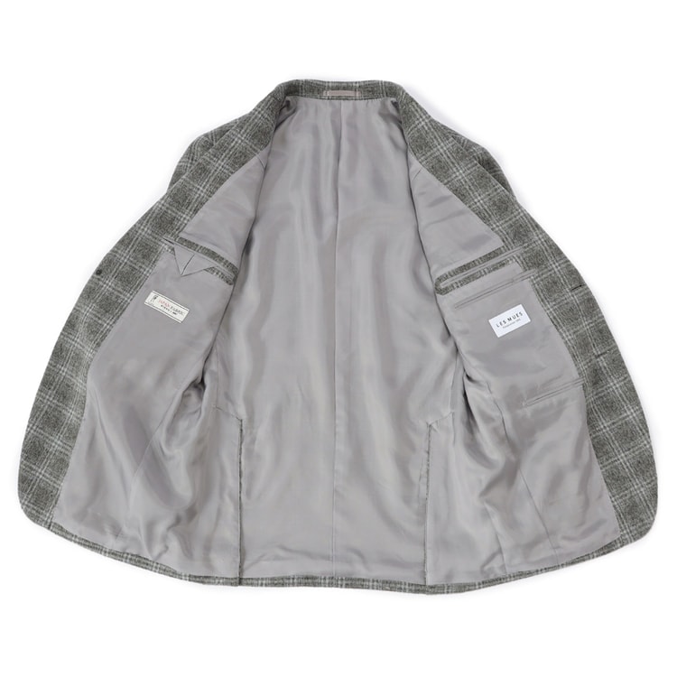 特価】【WEB限定価格】日本製生地 尾州ウールジャケット 格子柄 LES MU