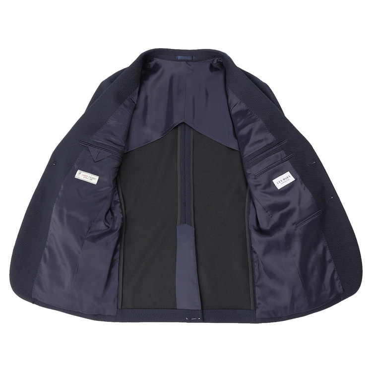 尾州ウールブレンドニットジャケット 紺小柄 LES MUES【AOKI公式通販】