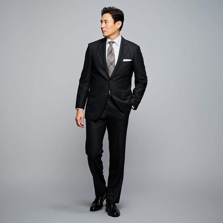 上質ウールスーツ 黒シャドー ベーシック JUNKO SHIMADA JS ho