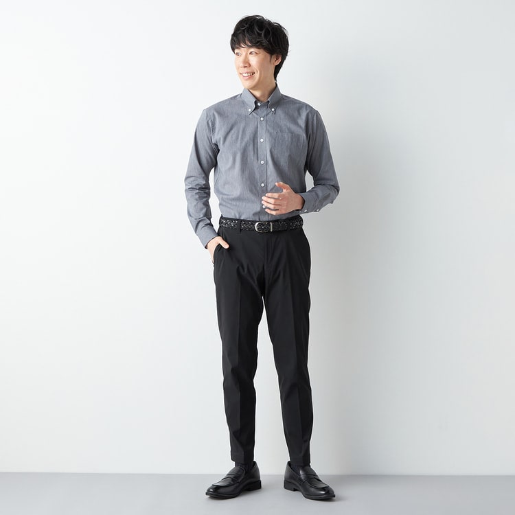 らくQパンツ】裾上げ済 ストレッチ テーパードノータック 無地【AOKI