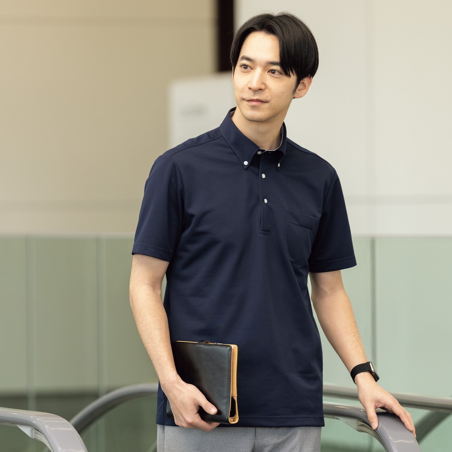 ビズポロ】エアクール ボタンダウン ポロシャツ 紺【AOKI公式通販】